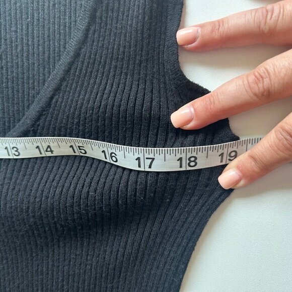 Magaschoni Black Ribbed Knit Tank Midi Dress Women's Minimalist Stretch Small - Picture 7 of 9